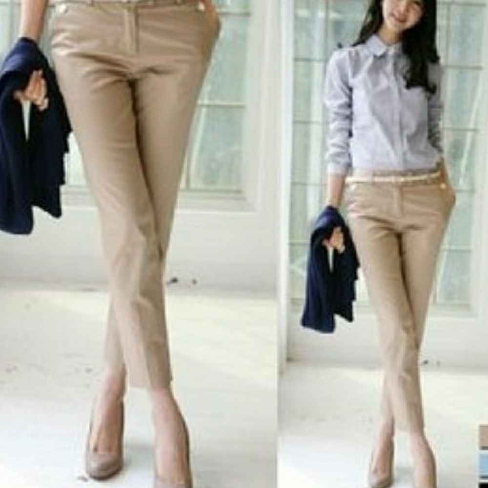 Ankle Length Beige Pants